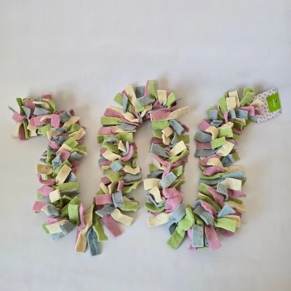 6ft Easter Pastel Felt Rag Felt Fringe Strip Garland Spring Mantel Decor